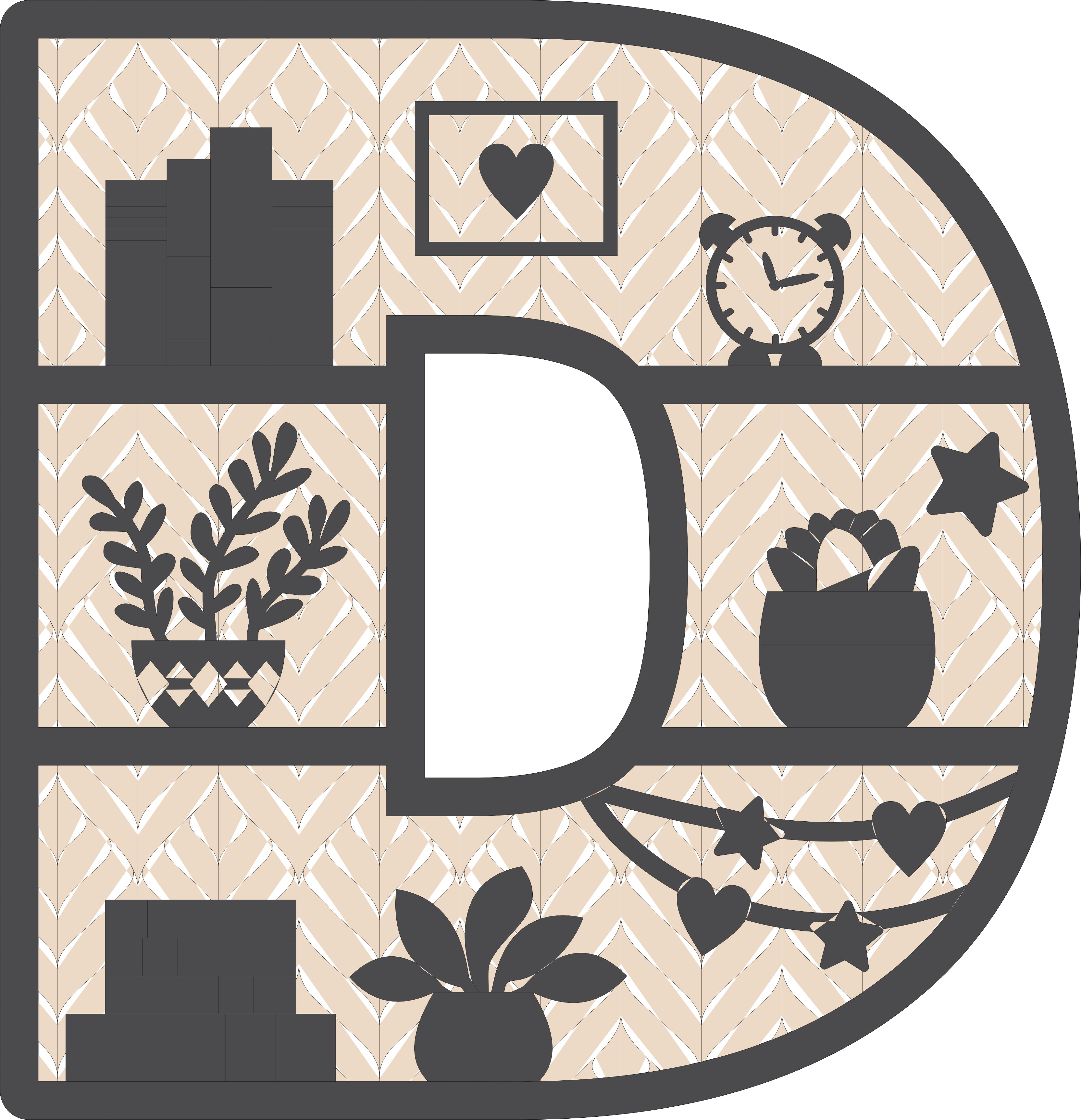 imagem do arquivo vetor para download Estante D Alfabético Decorativo