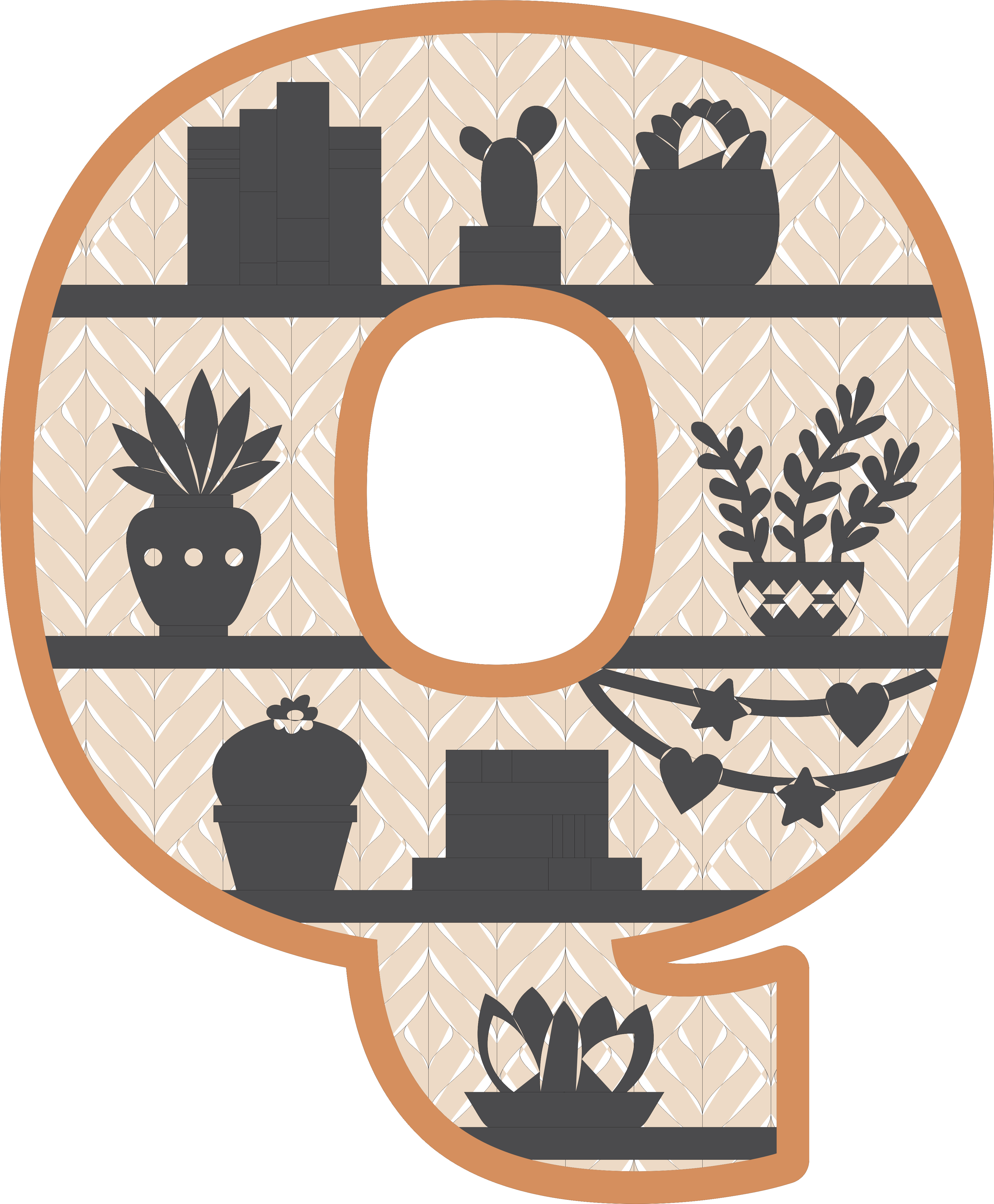 imagem do arquivo vetor para download Estante Q Alfabético Decorativo