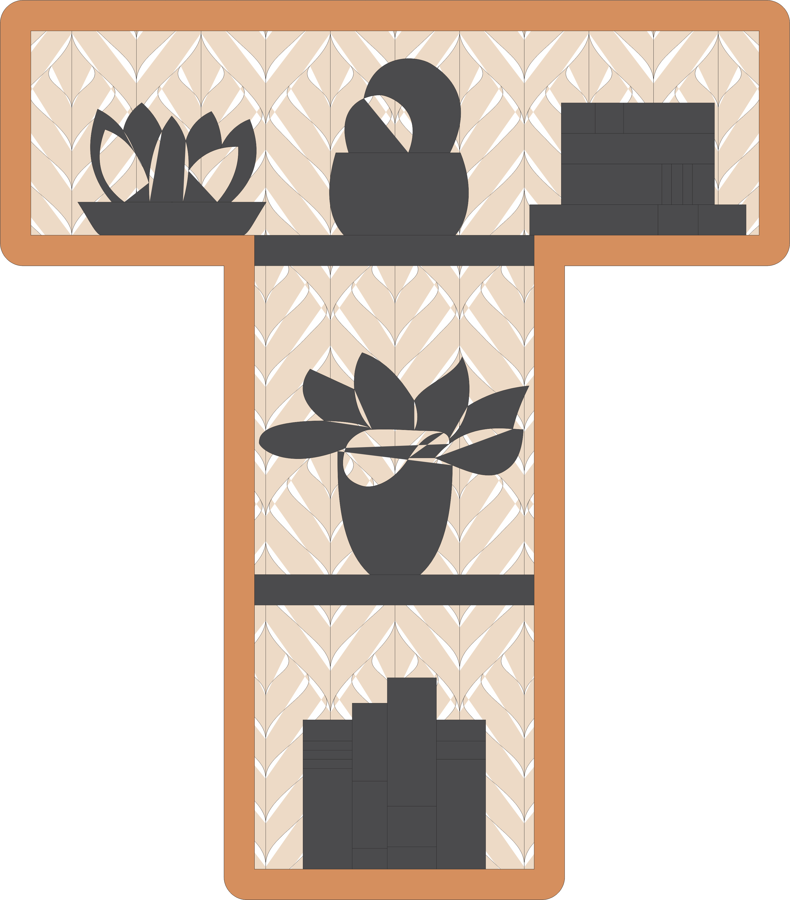 imagem do arquivo vetor para download Estante T Alfabético Decorativo