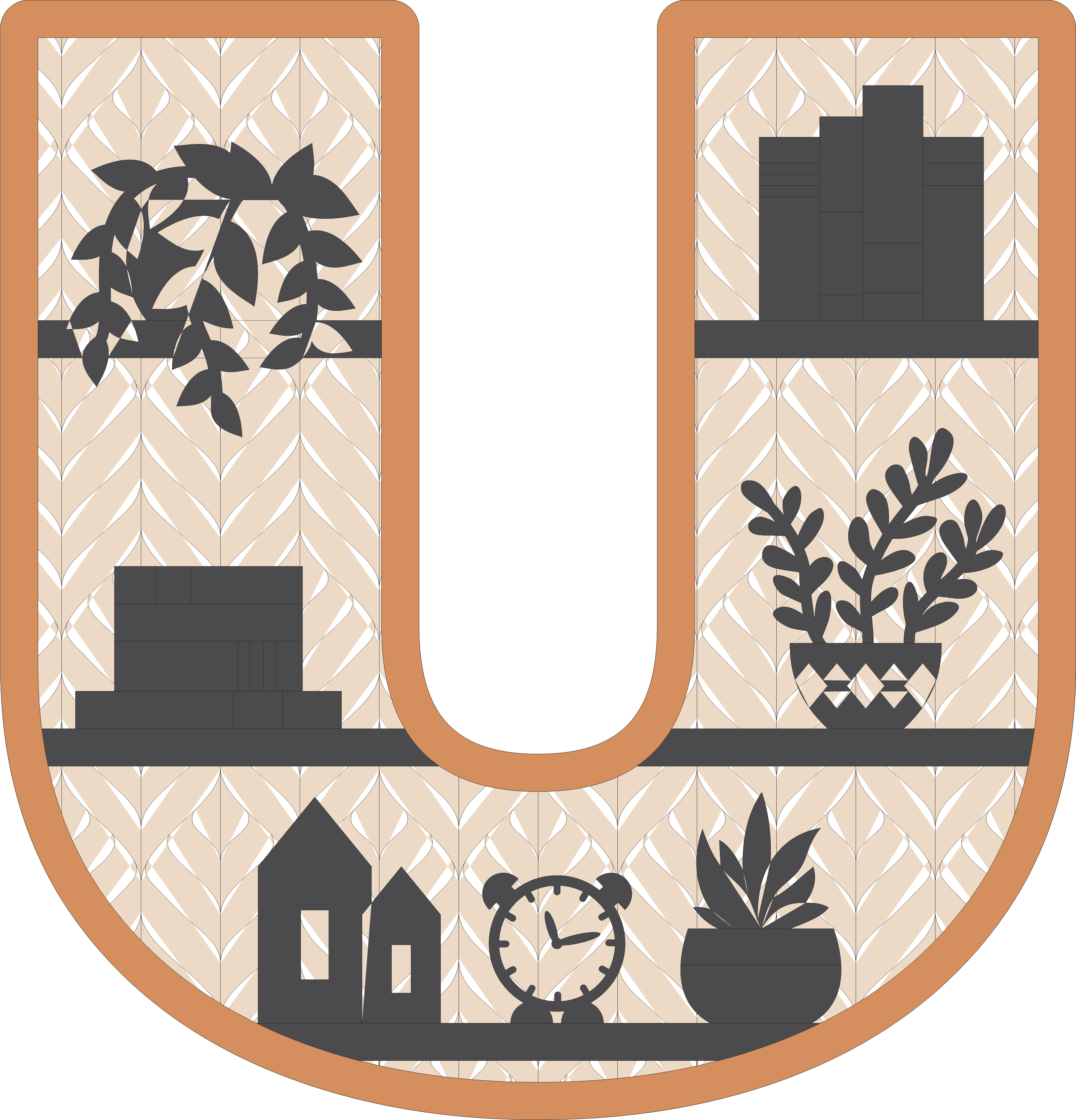imagem do arquivo vetor para download Estante U Alfabético Decorativo