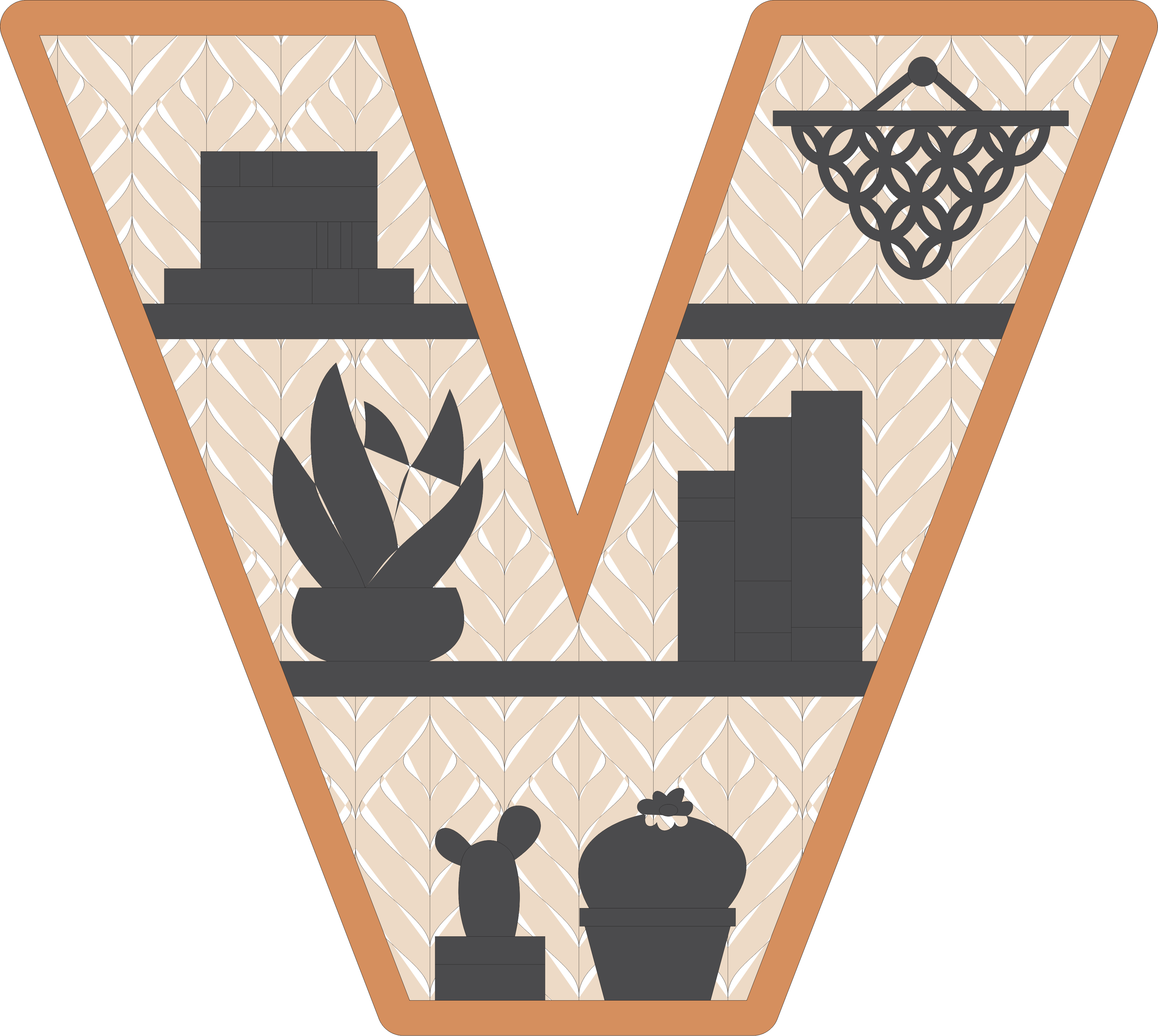 imagem do arquivo vetor para download Estante V Alfabético Decorativo