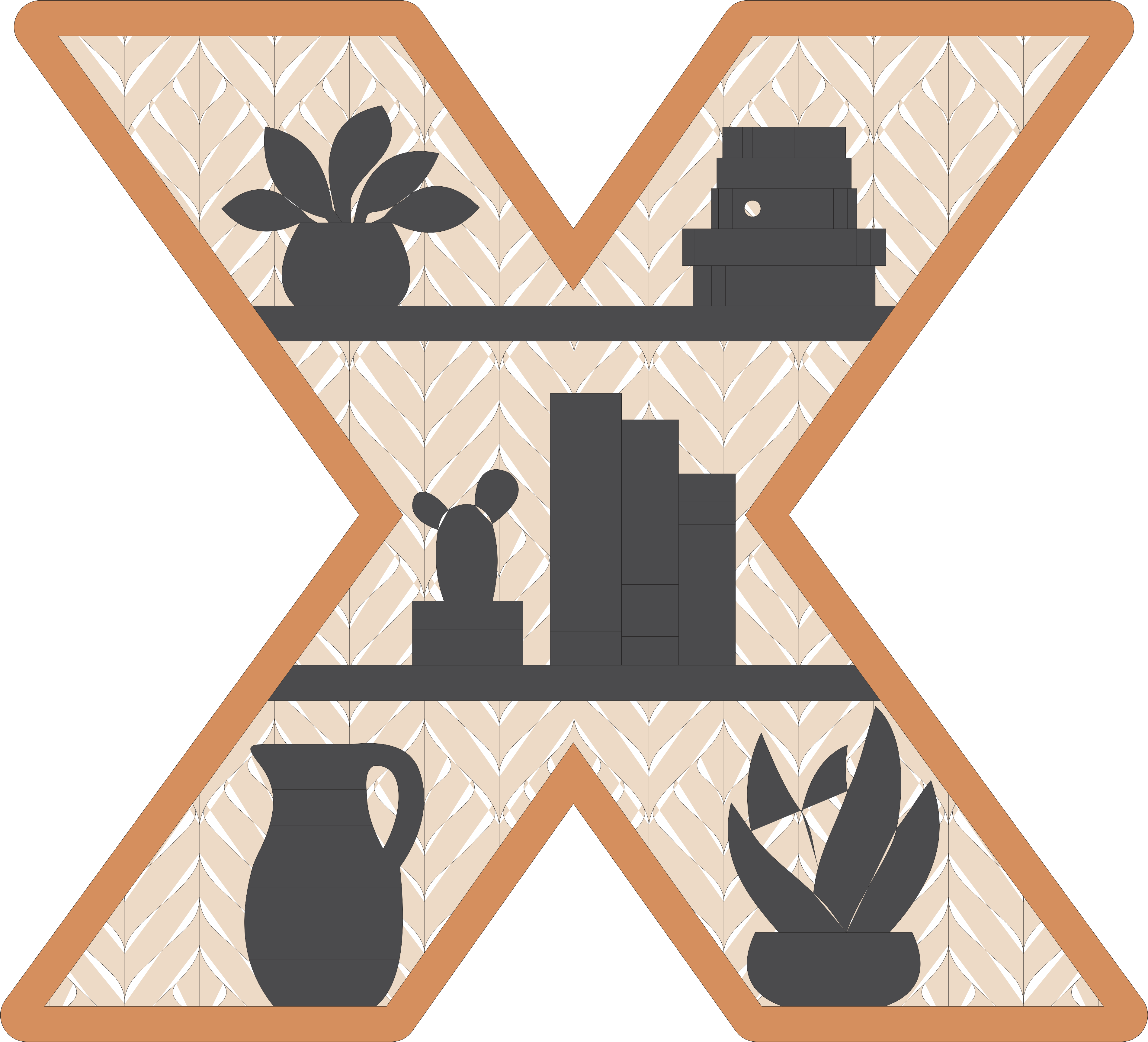 imagem do arquivo vetor para download Estante X Alfabético Decorativo