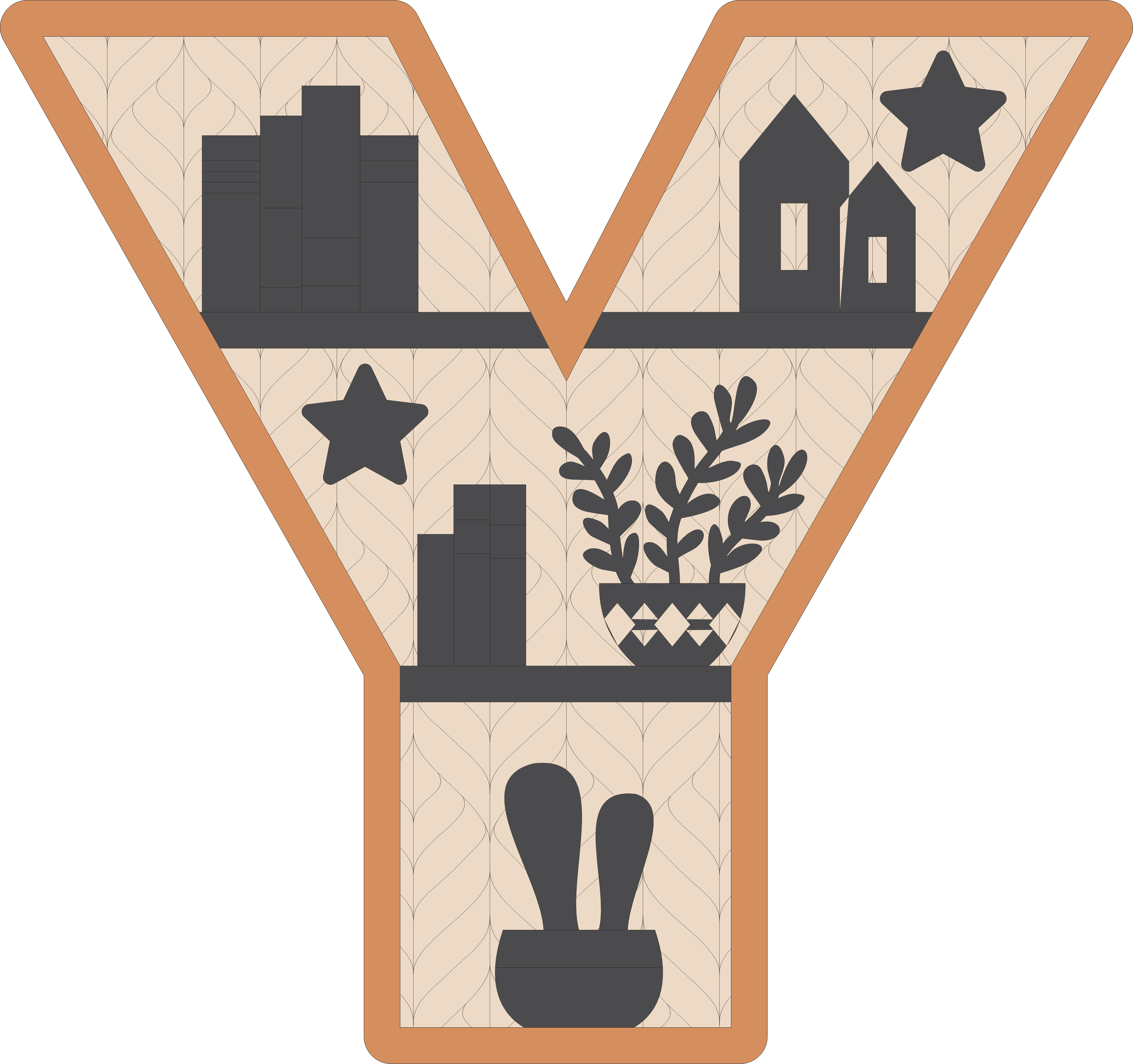 imagem do arquivo vetor para download Estante Y Alfabético Decorativo