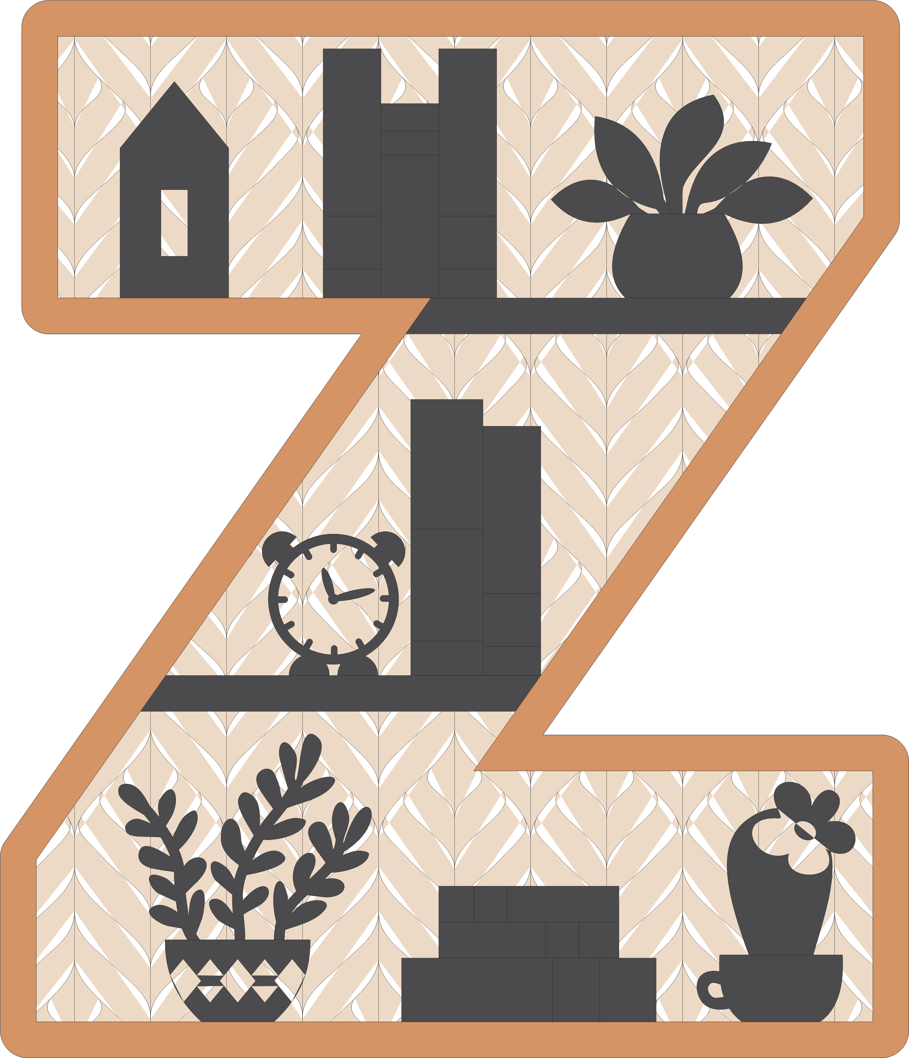 imagem do arquivo vetor para download Estante Z Alfabético Decorativo