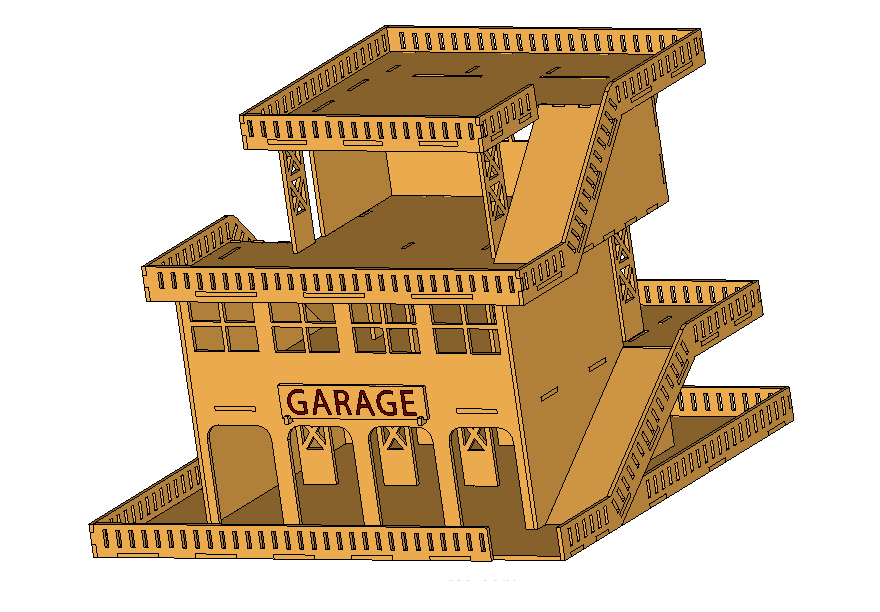 imagem do arquivo vetor para download Garagem de madeira 3D plano de brinquedo