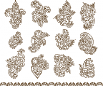 imagem do arquivo vetor para download Henna Mehndi Paisley Flores Tatuagem