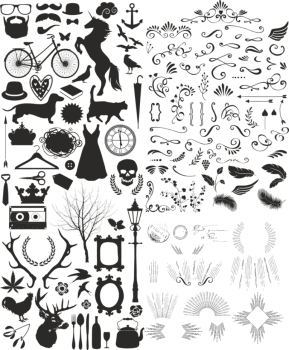 imagem do arquivo vetor para download Kit Vintage Exceêntrico para Corte a Laser