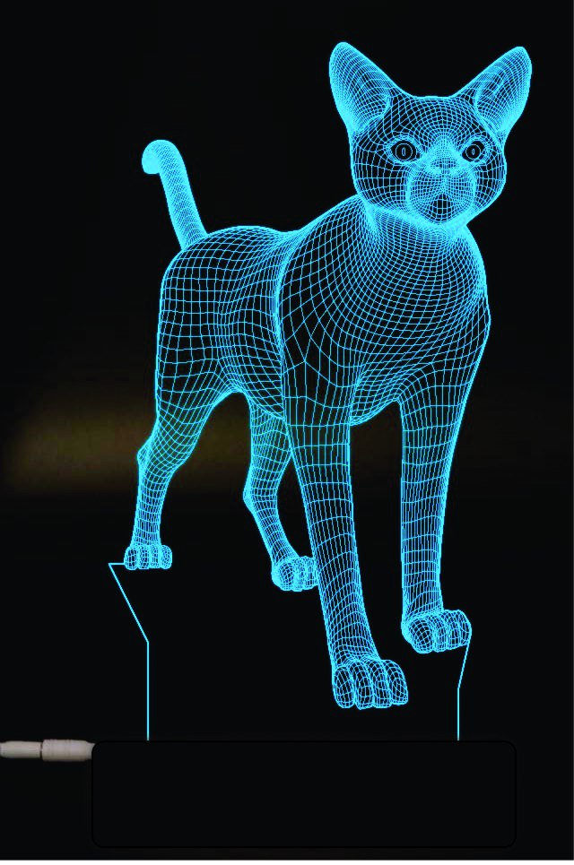 imagem do arquivo vetor para download Lâmpada 3D de GATO