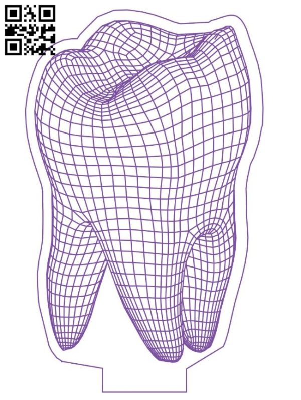 imagem do arquivo vetor para download Lâmpada led ilusão 3D Dente