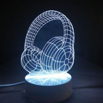 imagem do arquivo vetor para download Luminária 3D de Fones de Ouvido com LED