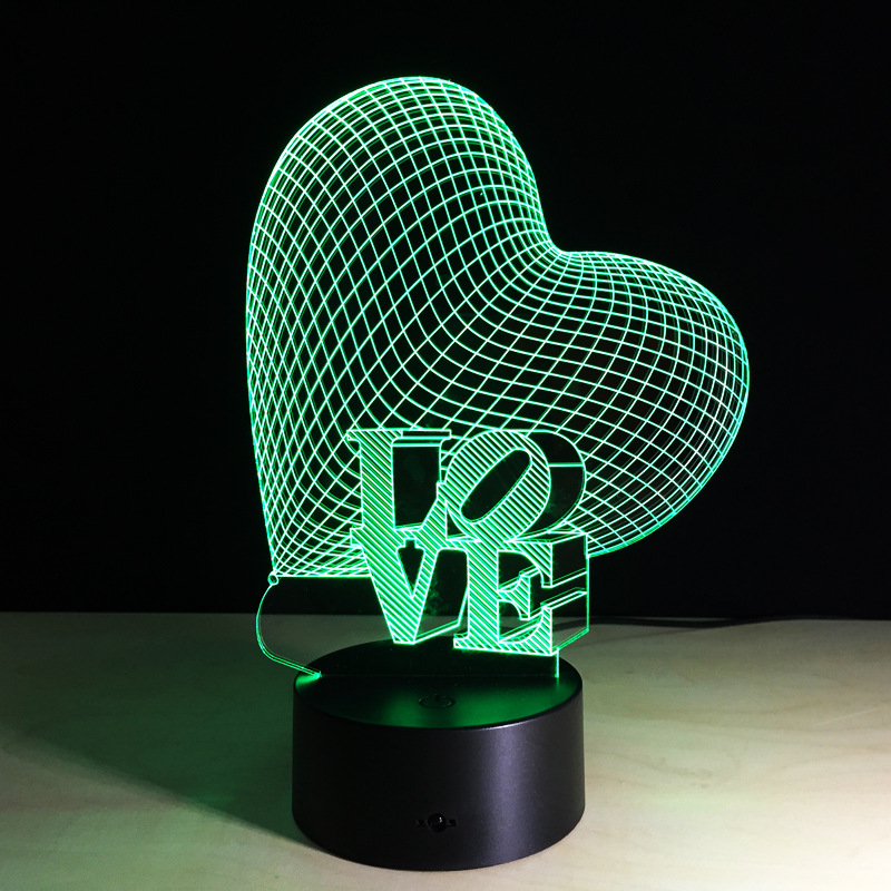 imagem do arquivo vetor para download Luminária Noturna de Coração de Amor em 3D