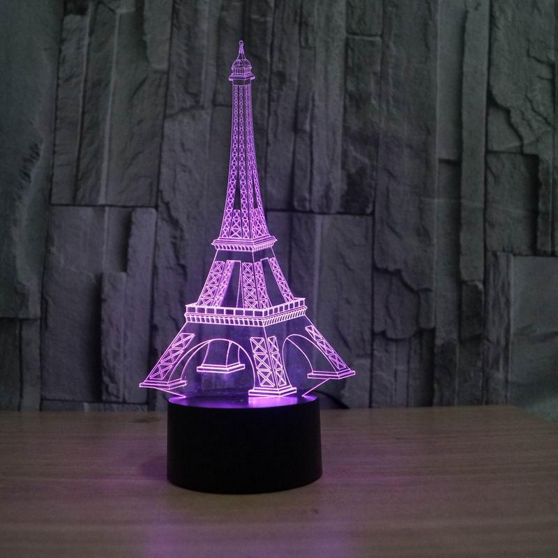 imagem do arquivo vetor para download Luminária de Ilusão 3D com LED da Torre Eiffel