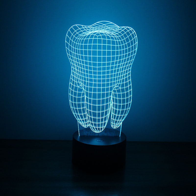 imagem do arquivo vetor para download Luminária de Ilusão 3D com LED em Forma Dente