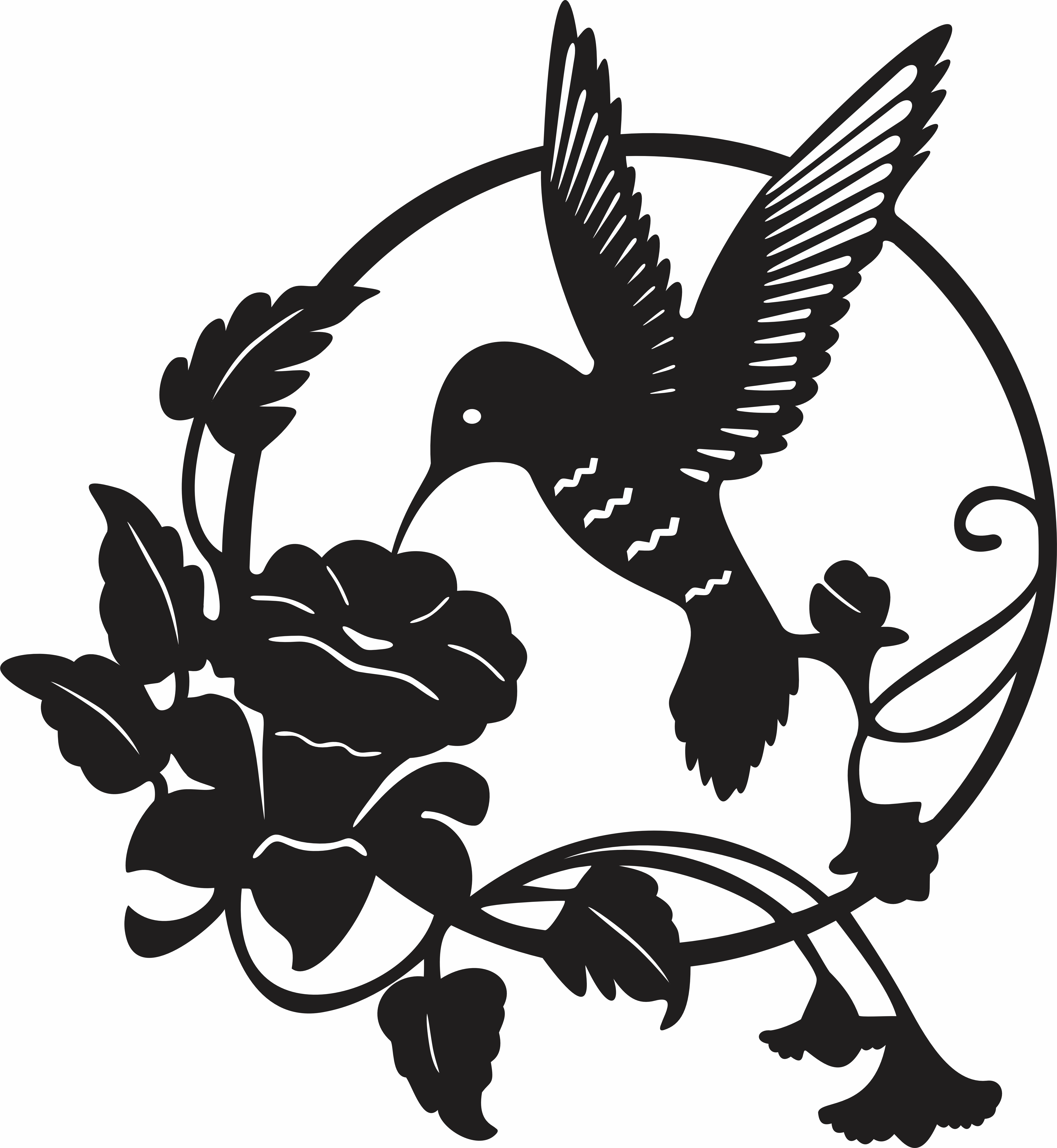 imagem do arquivo vetor para download Mandala Beija flor e Flor