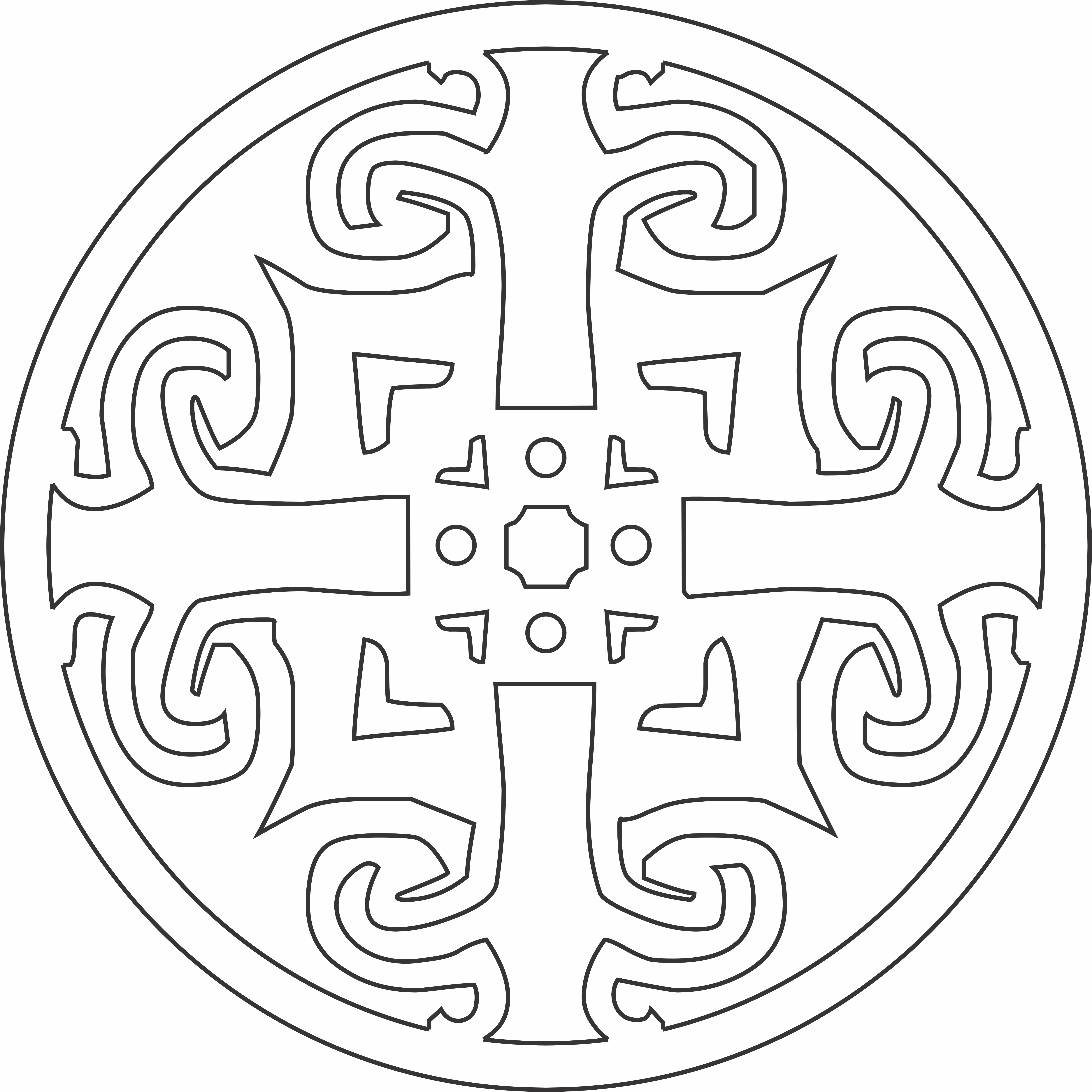 imagem do arquivo vetor para download Mandala Cruz de Volutas