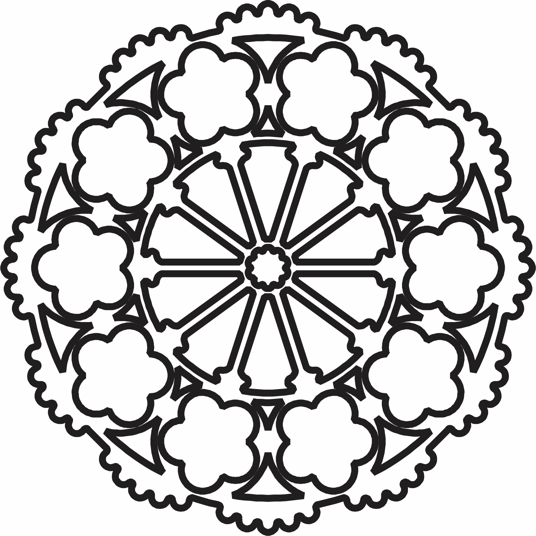 imagem do arquivo vetor para download Mandala de Flores Rococó