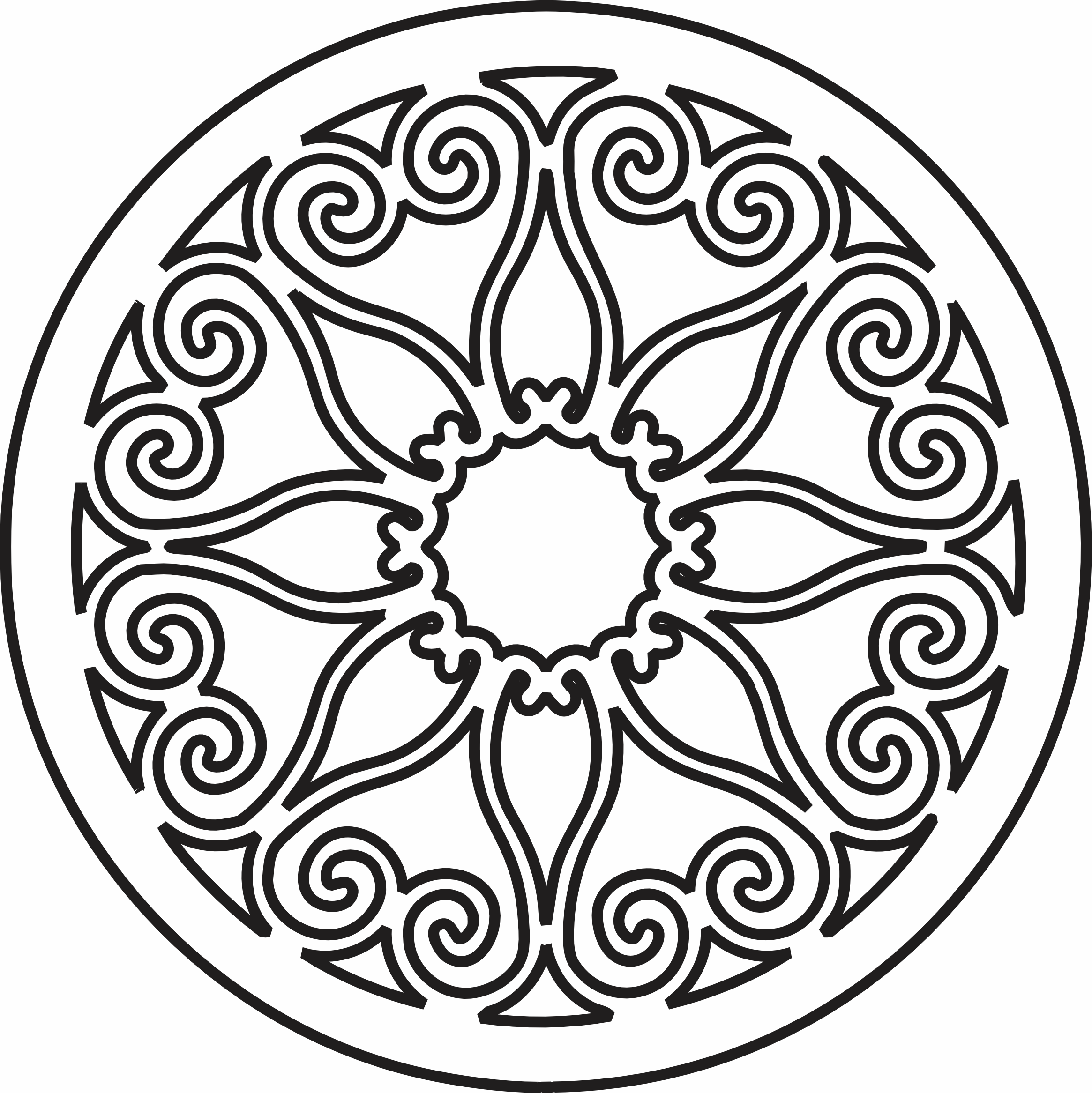 imagem do arquivo vetor para download Mandala de Volutas Clássicas