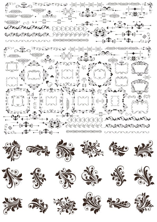 imagem do arquivo vetor para download Ornamentos Decorativos Florais