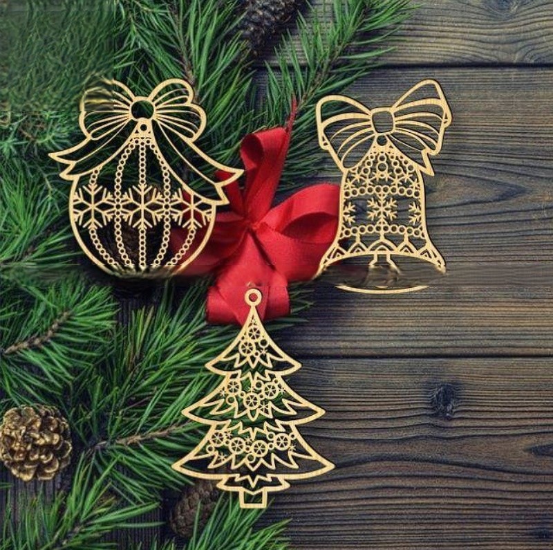 imagem do arquivo vetor para download Ornamentos de Natal Decorações para a Árvore