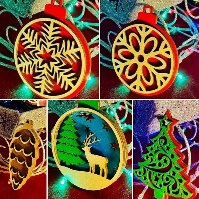 imagem do arquivo vetor para download Ornamentos de Natal em 3D 