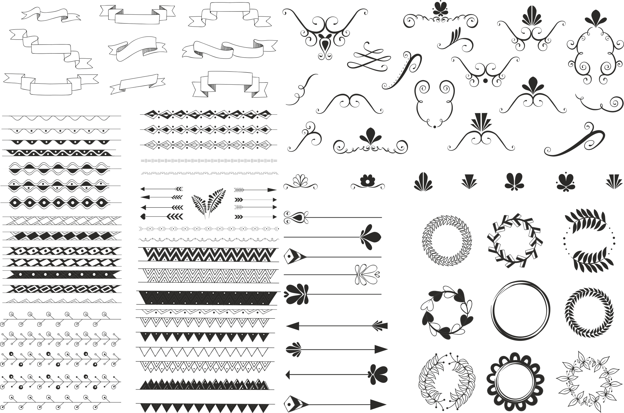 imagem do arquivo vetor para download Ornamentos desenhados à mão