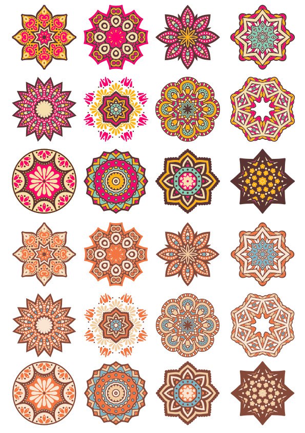 imagem do arquivo vetor para download Ornamentos redondos com padrão de mandala