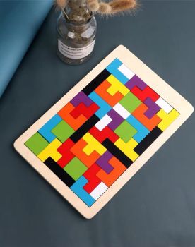 imagem do arquivo vetor para download Quebra Cabeça de Tetris em Madeira