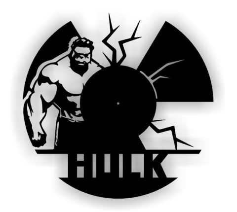 imagem do arquivo vetor para download Relógio de Vinil Cortado a Laser do Hulk