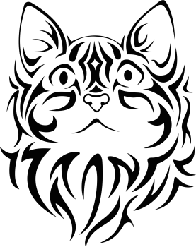 imagem do arquivo vetor para download Silhueta de Rosto de Gato Tribal Tatuado