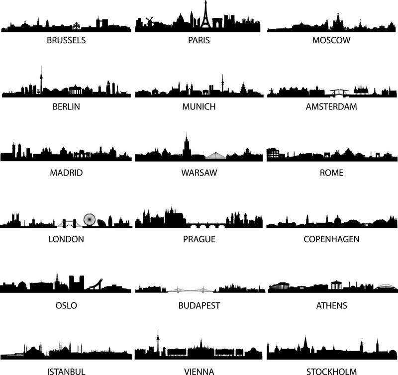 imagem do arquivo vetor para download Silhuetas de cidades