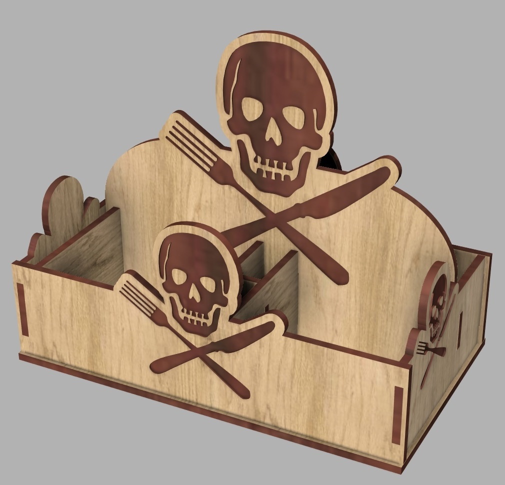 imagem do arquivo vetor para download Suporte de Guardanapo Pirata para Corte a Laser
