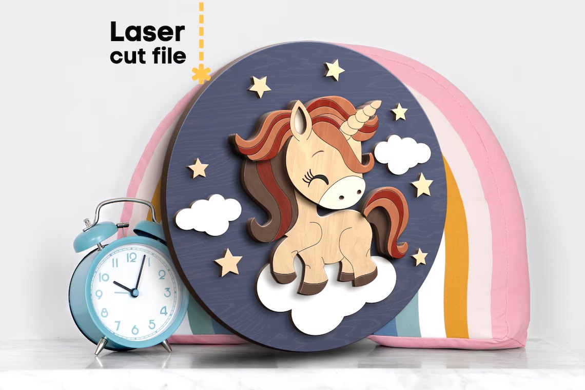 imagem do arquivo vetor para download Unicórnio decorativo em camadas