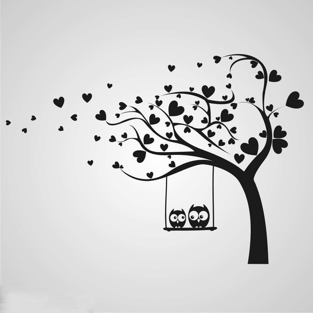 imagem do arquivo vetor para download Valentine Tree with Owls