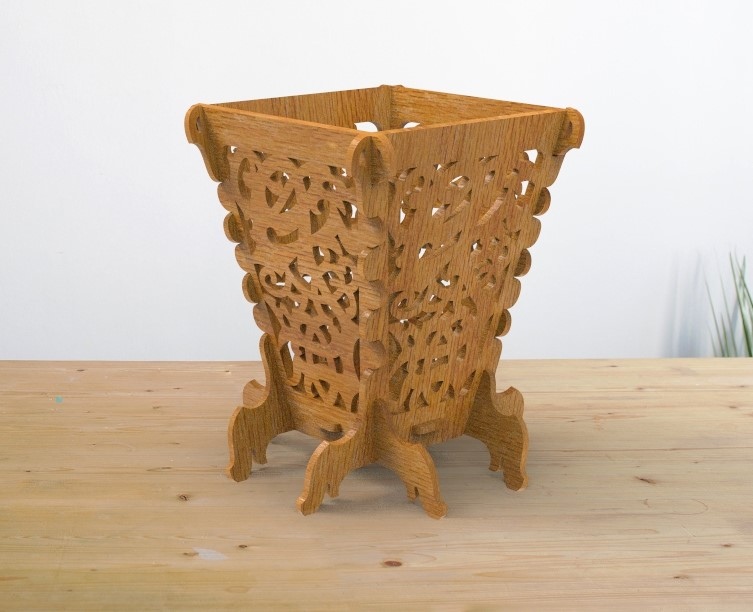 imagem do arquivo vetor para download Vaso de Flores Decorado para Corte a Laser