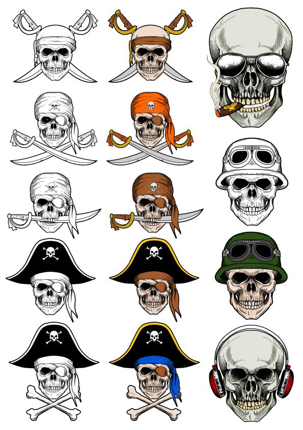 imagem do arquivo vetor para download Vetores de crânio de pirata