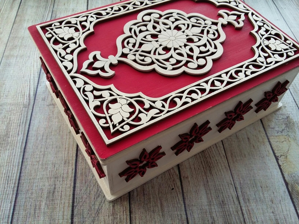 imagem do arquivo vetor para download Caixa de Presente Decorativa em Plywood para Cort