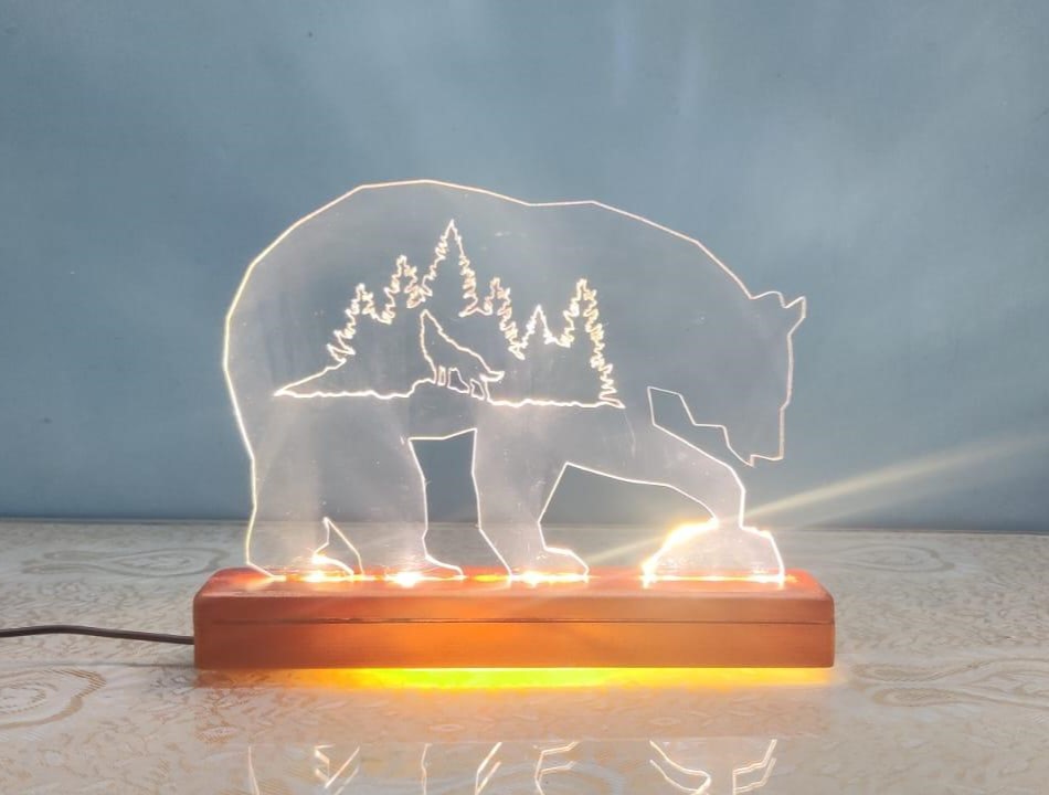 imagem do arquivo vetor para download  Luminária de Mesa de Urso de Acrílico