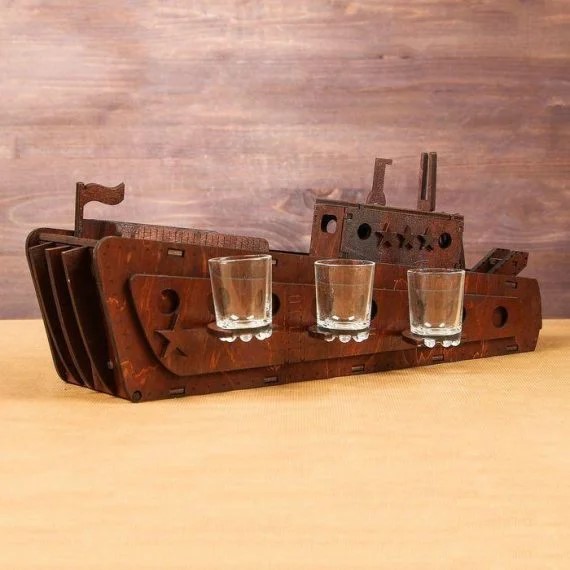 imagem do arquivo vetor para download Mini Barco de Madeira Cortado a Laser
