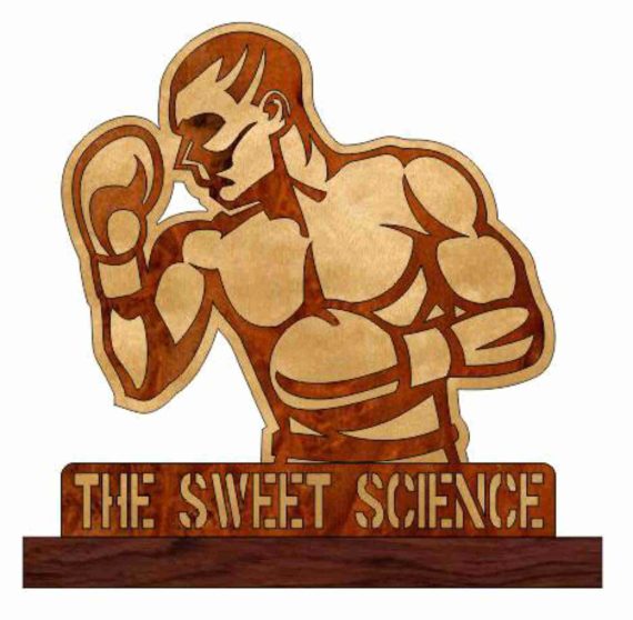 imagem do arquivo vetor para download Troféu de Boxe de Madeira Cortado a Laser