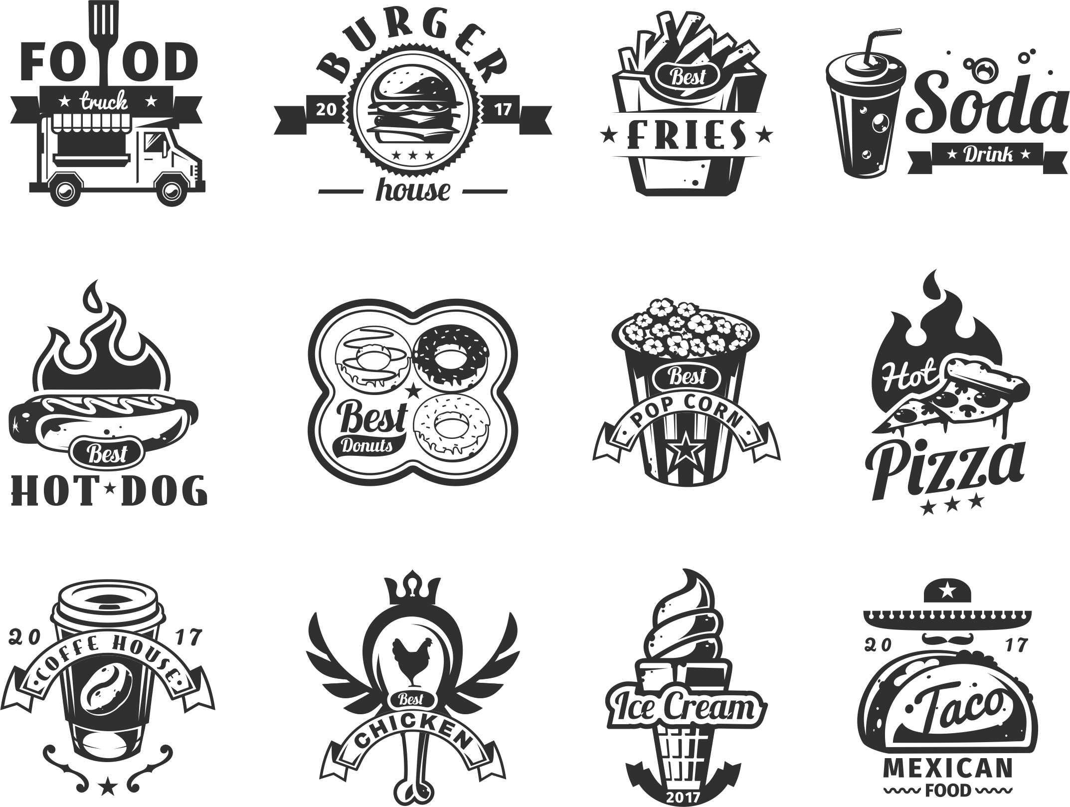 imagem do arquivo vetor para download Logotipos de Alimentos FastFoods