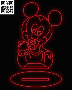 imagem do arquivo vetor para download Luminária 3D Bebê Mickey Mouse