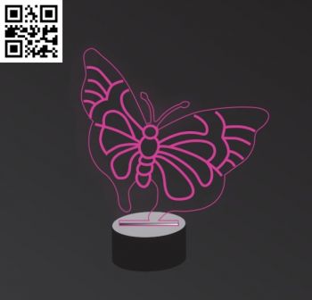 imagem do arquivo vetor para download Luminária 3D Borboleta