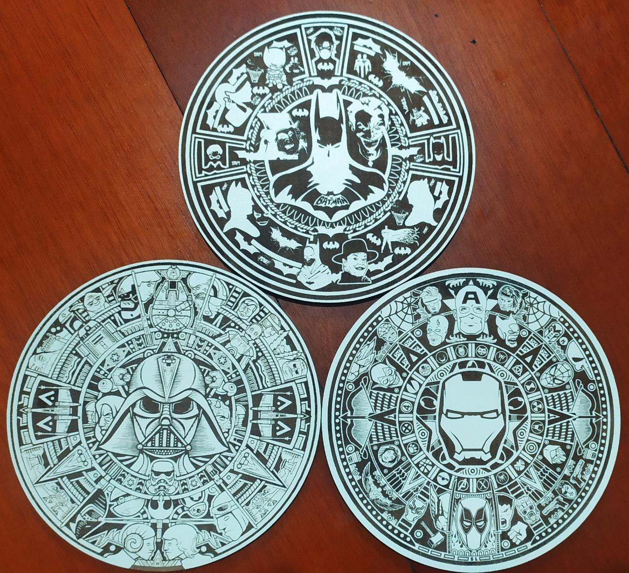 imagem do arquivo vetor para download Mandalas Azteca de Heróis Marvel DC e Star Wars