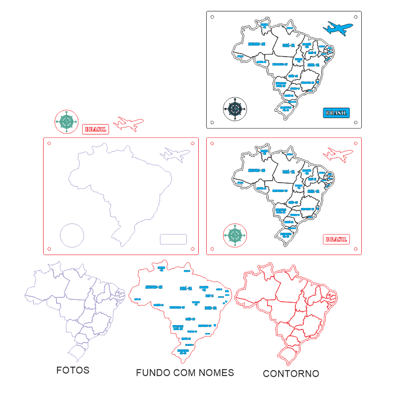 imagem do arquivo vetor para download Mapa do Brasil Quebra Cabeça para fotos