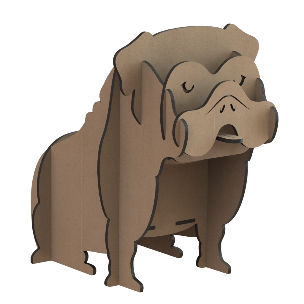 imagem do arquivo vetor para download Quebra Cabeça 3D em formato de Cachorro Bulldog